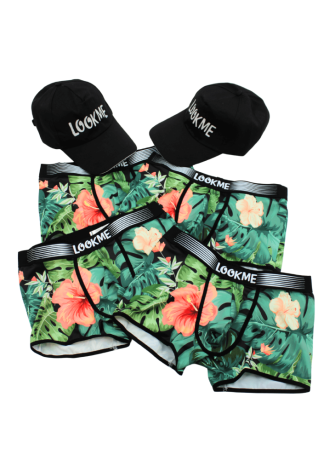 Pack 4 Boxer LM2402-67ARO LOOKME + 2 Casquettes Offertes